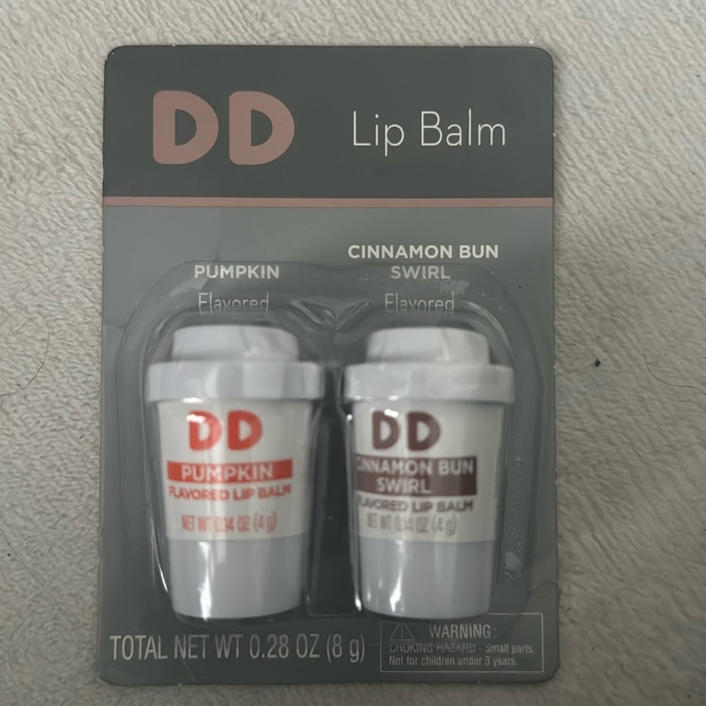Dunkin Donuts Lip Balm Pumpkin & Cinnamon Bun Swirl Flavors New In Original Pkg